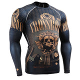 men boxing jersey shirt long sleeve skulls printing tops clothes 3d sublimation printed slim fit clothing for gym exercise