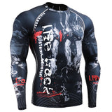 men boxing jersey shirt long sleeve skulls printing tops clothes 3d sublimation printed slim fit clothing for gym exercise