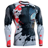 men boxing jersey shirt long sleeve skulls printing tops clothes 3d sublimation printed slim fit clothing for gym exercise