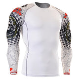men boxing jersey shirt long sleeve skulls printing tops clothes 3d sublimation printed slim fit clothing for gym exercise