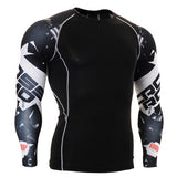 men boxing jersey shirt long sleeve skulls printing tops clothes 3d sublimation printed slim fit clothing for gym exercise