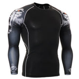 men boxing jersey shirt long sleeve skulls printing tops clothes 3d sublimation printed slim fit clothing for gym exercise